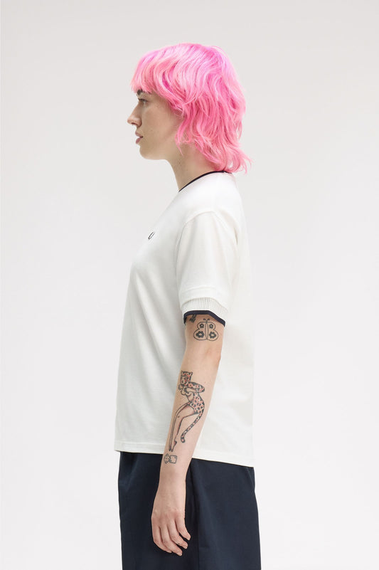 G2191 Tipped Mesh Pique T-Shirt (Snow White)