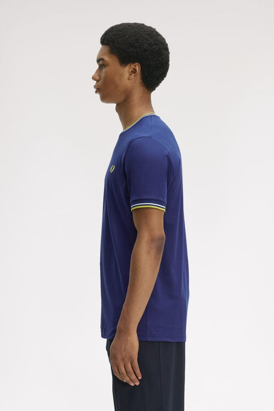 M1588 Twin Tipped T-Shirt (French Navy / Dusky Blue / Citron)