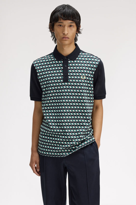 M2454 Geometric Polo Shirt (Black)