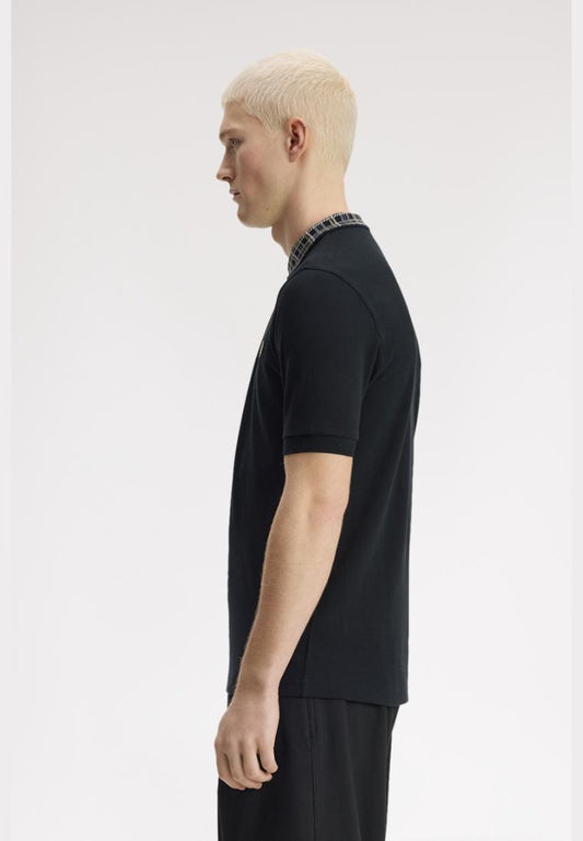 Fred Perry M3433 Tartan Collar Polo Shirt (Black)
