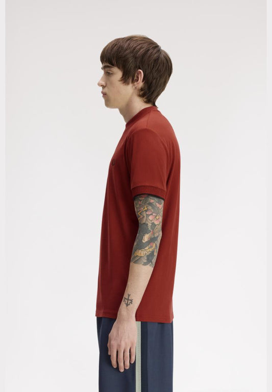 Fred Perry M3438 Mesh Cuff T-Shirt (Brandy)