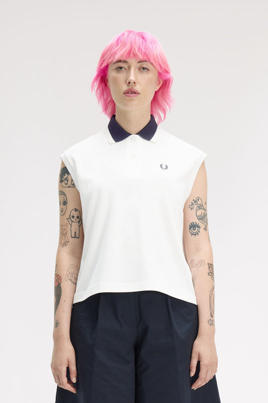 G2181 Mesh Collar Polo Shirt (Snow White)