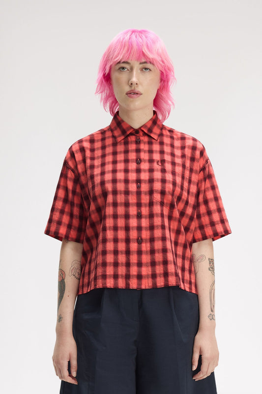 G2189 Textured Check Shirt (Strawberry Cream)