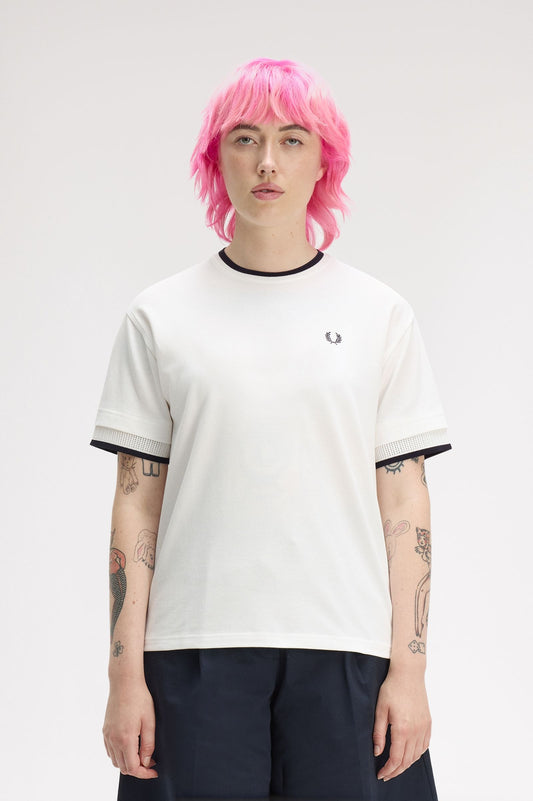 G2191 Tipped Mesh Pique T-Shirt (Snow White)