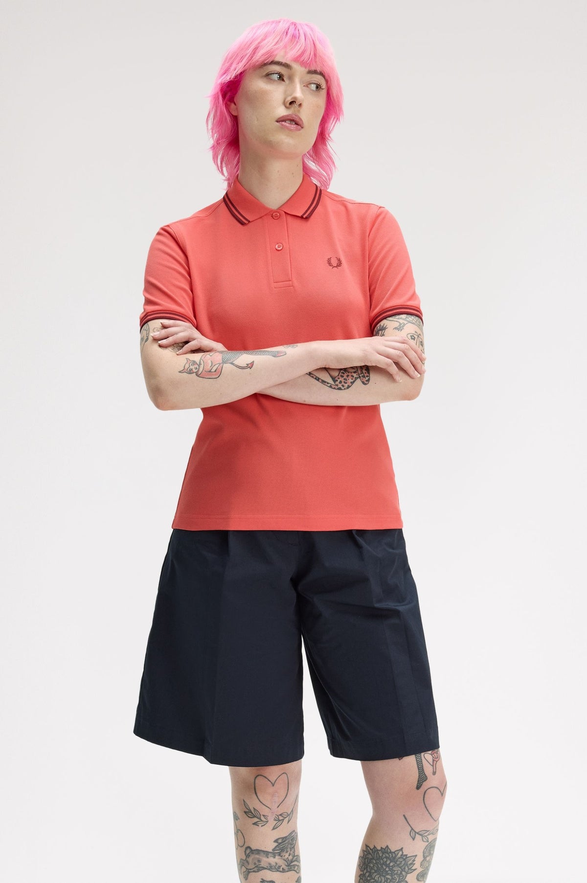 G3600 The Fred Perry Shirt (Strawberry Cream / Oxblood / Oxblood)