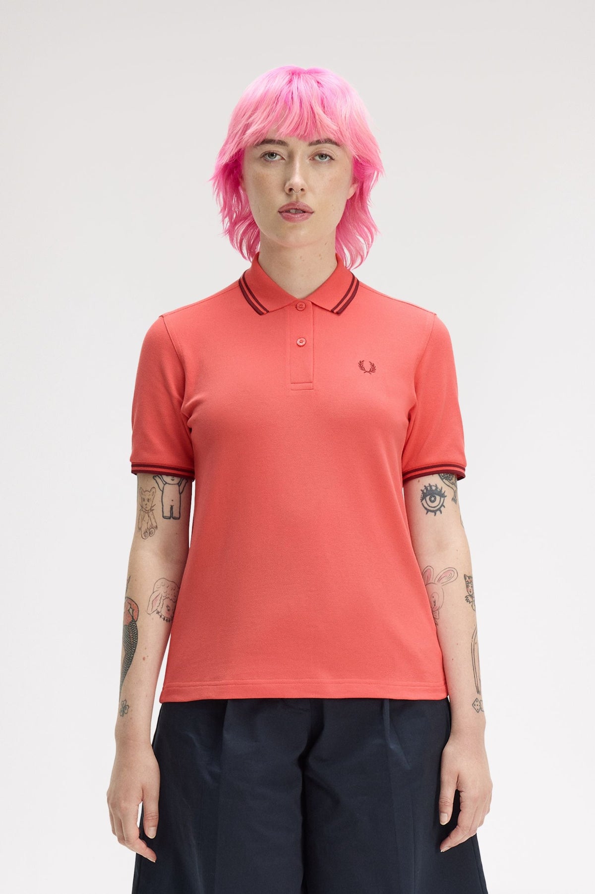 G3600 The Fred Perry Shirt (Strawberry Cream / Oxblood / Oxblood)