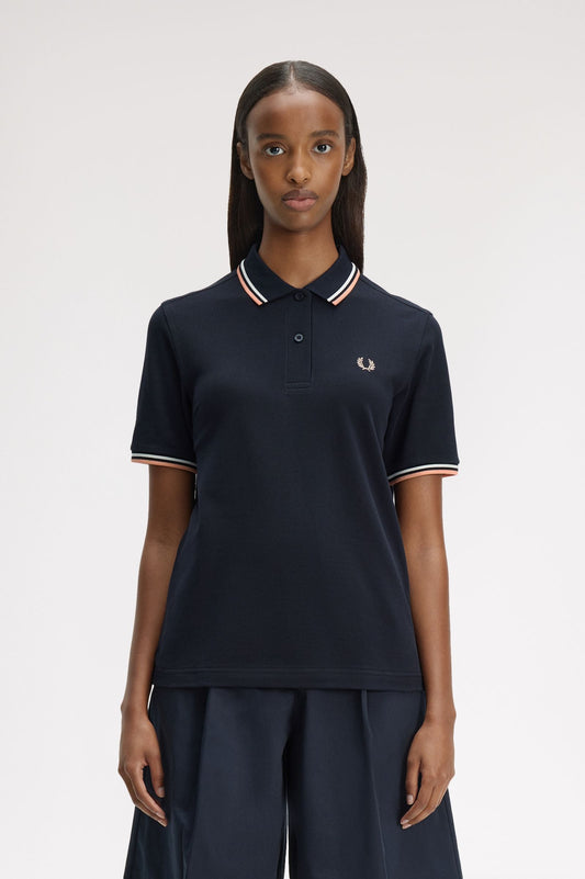 G3600 The Fred Perry Shirt (Navy / Snow White / Peach)