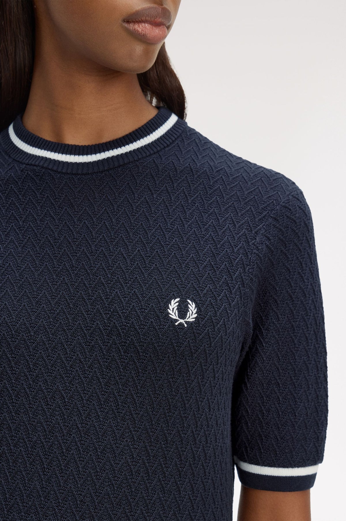 K2131 Textured Knitted Top (Navy)