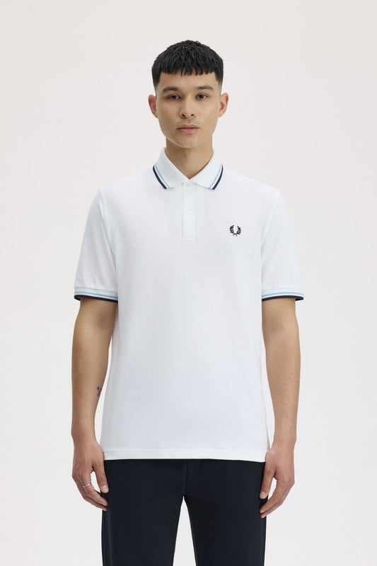 M12 The Fred Perry Shirt (White / Ice / Navy)