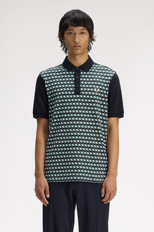 M2454 Geometric Polo Shirt (Black)