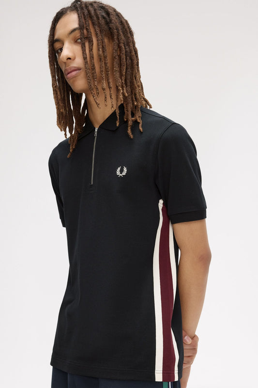 M2463 Tramline Stripe Polo Shirt (Black)
