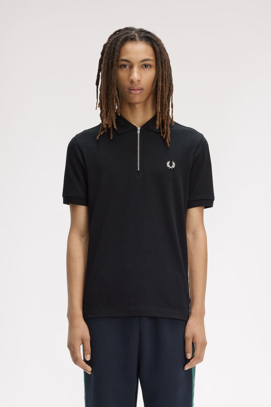 M2463 Tramline Stripe Polo Shirt (Black)