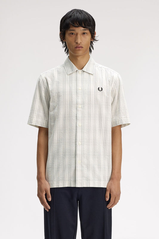 M2470 Seersucker Check Shirt (Ecru)