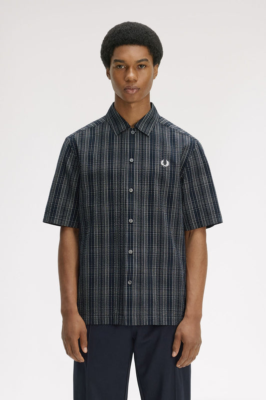 M2470 Seersucker Check Shirt (Navy)
