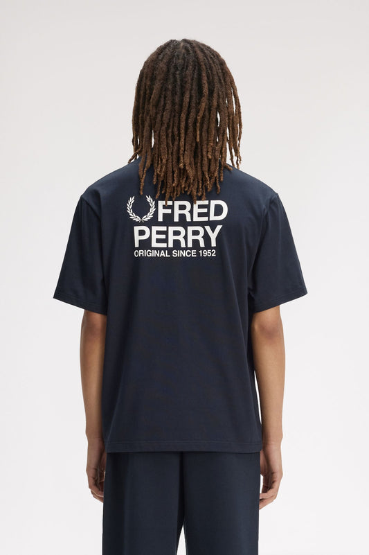 M2475 Back Print Fred Perry T-Shirt (Navy)