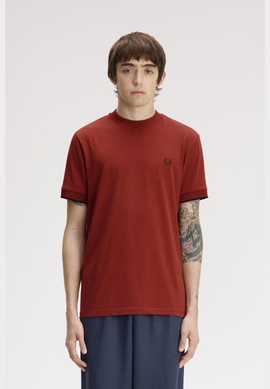 Fred Perry M3438 Mesh Cuff T-Shirt (Brandy)