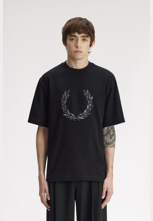 M3719 Tartan Appliqué T-Shirt (Black)
