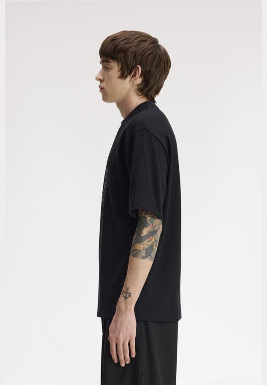 M3719 Tartan Appliqué T-Shirt (Black)