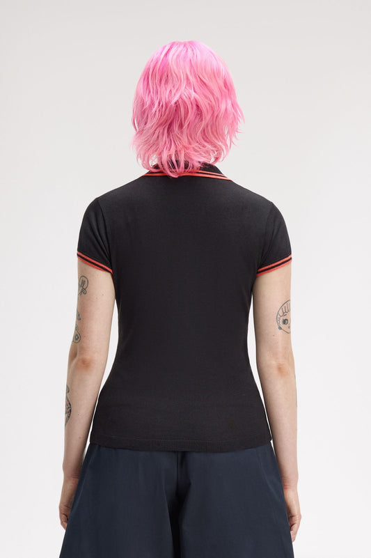 SK2142 Amy Winehouse Foundation Pocket Detail Knitted Shirt (Strawberry Cream)