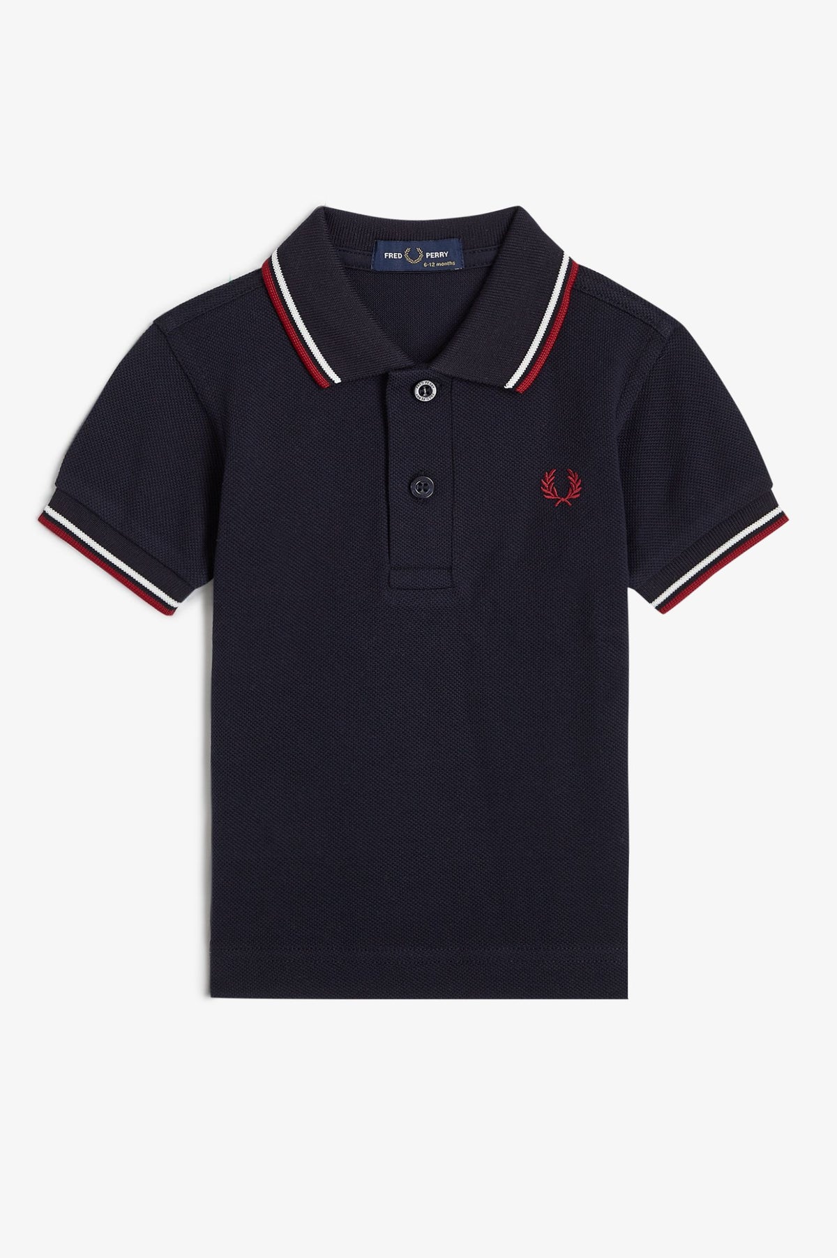 SY1225 My First Fred Perry Shirt (Navy / Snow White / Burnt Red)