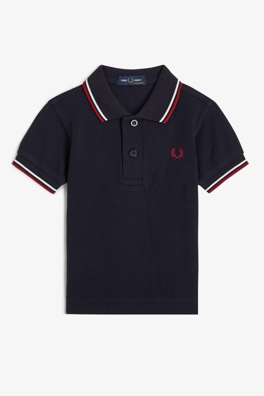 SY1225 My First Fred Perry Shirt (Navy / Snow White / Burnt Red)