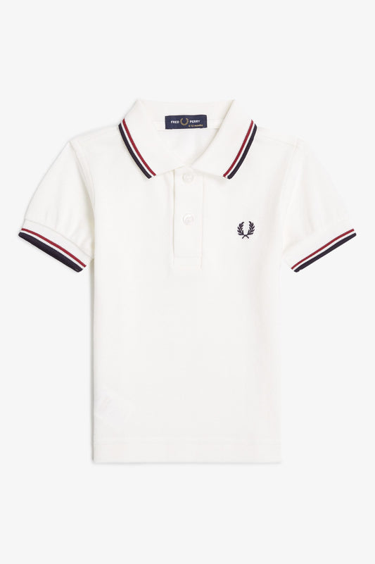SY1225 My First Fred Perry Shirt (Snow White / Burnt Red / Navy)