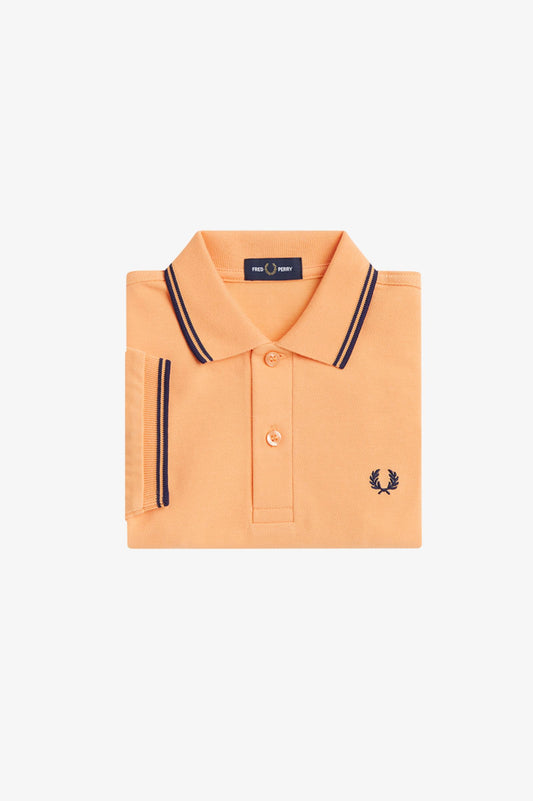 SY3660 Kids Twin Tipped Fred Perry Shirt (Peach/ French Navy/ French Navy)
