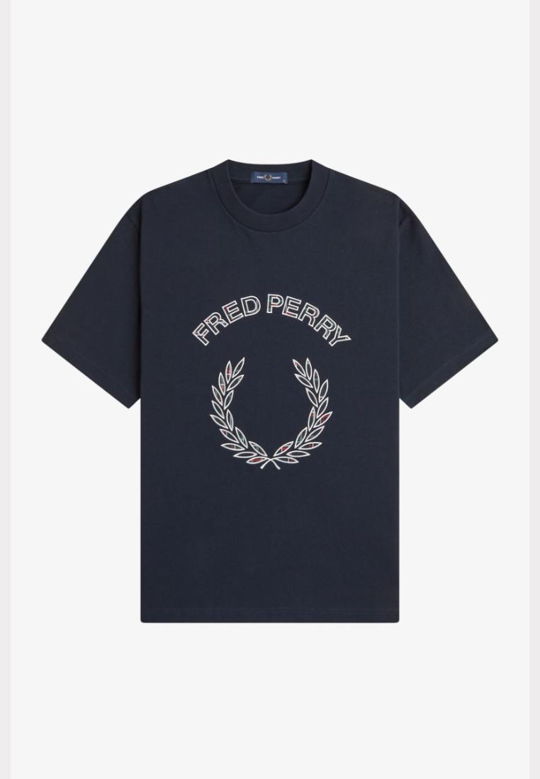 Fred Perry M3417 Tartan Appliqué T-Shirt (Navy)