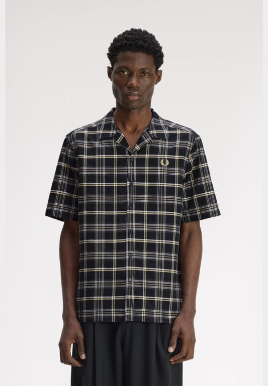 M3706 Tartan Revere Collar Shirt (Black)