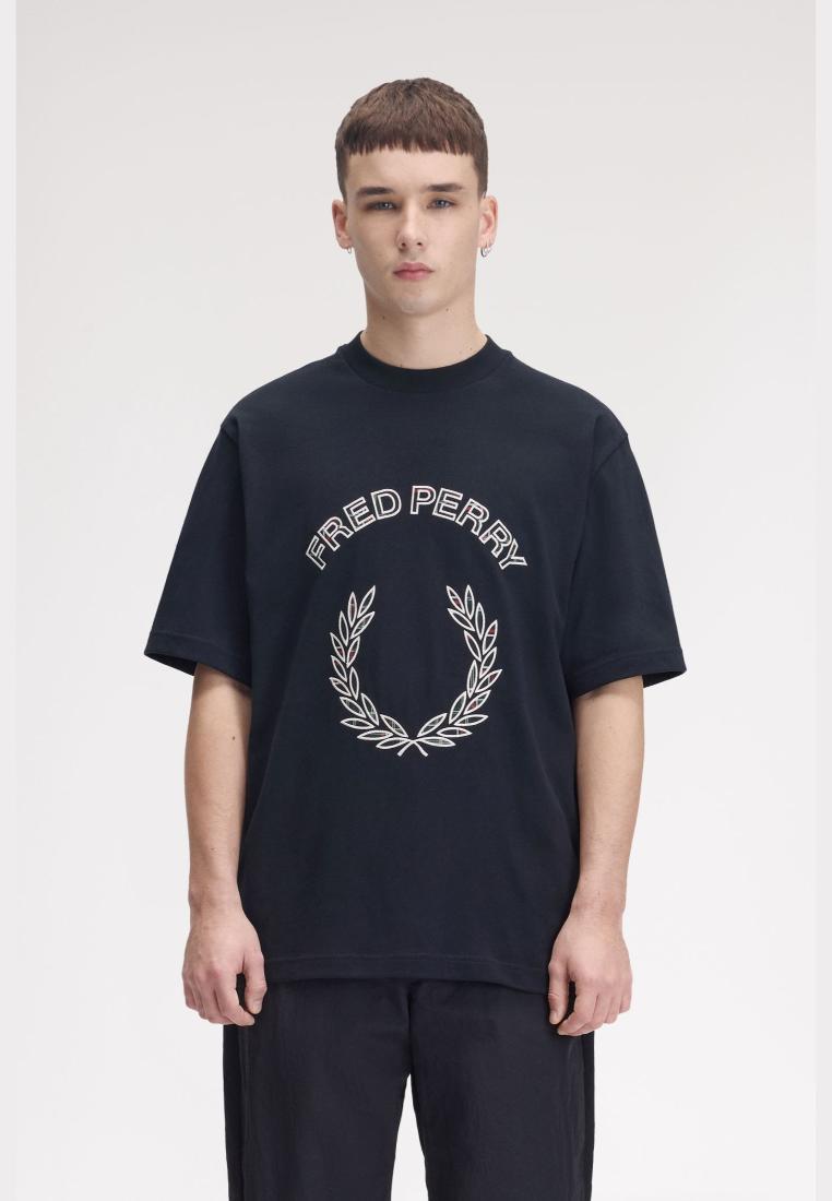 Fred Perry M3417 Tartan Appliqué T-Shirt (Navy)