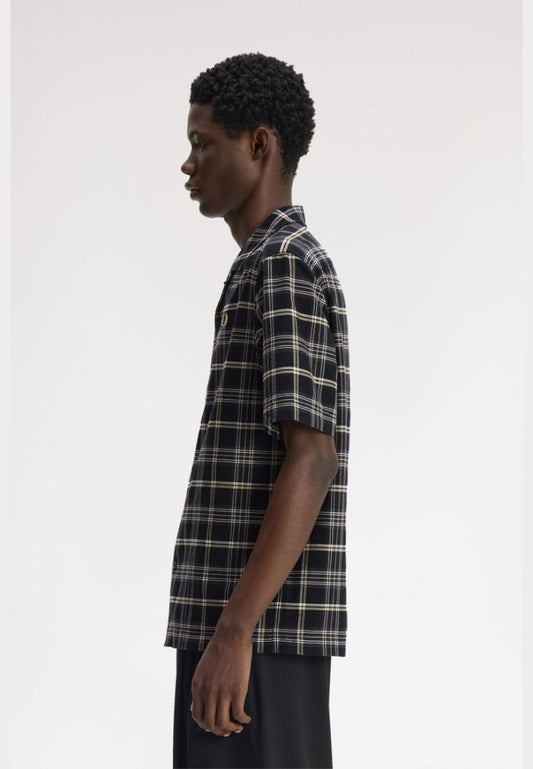 M3706 Tartan Revere Collar Shirt (Black)
