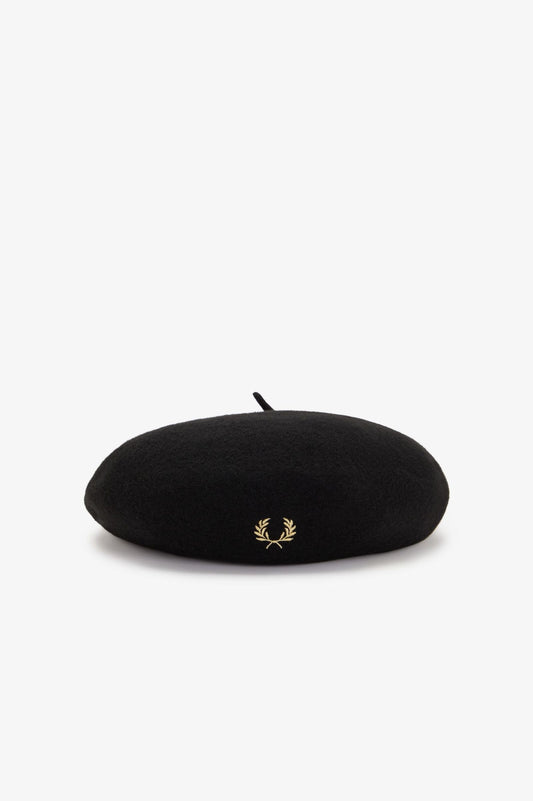 HW7646 Embroidered Beret (Black / Champagne)