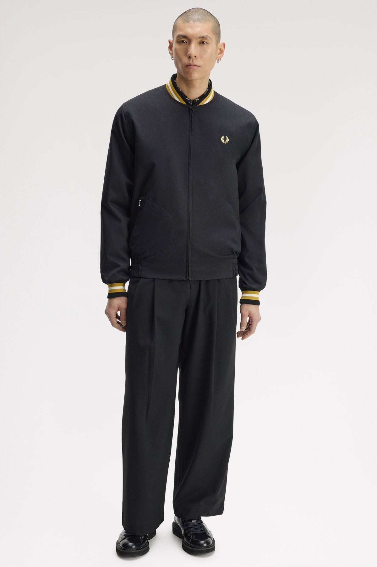 J1331 Twill Tennis Bomber Jacket (Black)